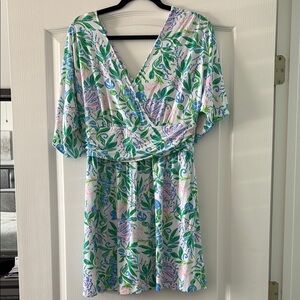 Lilly Pulitzer Floral Romper in Green and Pink